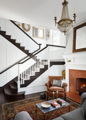 Stair reconstructed with classical paneled details