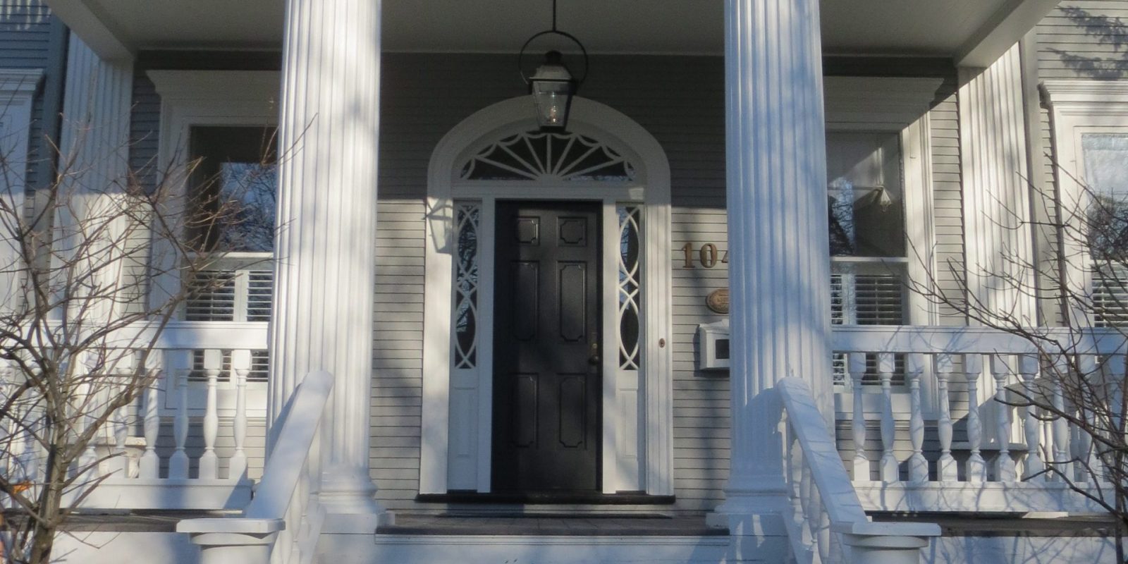Restored Neo-Classical front porch and balcony